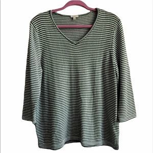 Talbots olive green/white stripe sweater XL